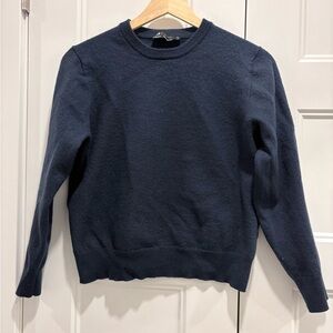 Simon's 100% Merino Wool Crop Navy Sweater - shrunken/felted -  large to small